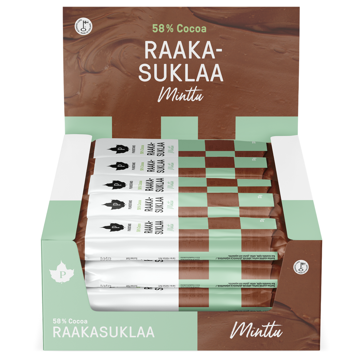 Luomu Raakasuklaa Minttu - 36 g 24-pack